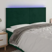 Vidaxl vidaXL Vzglavje postelje z LED diodo temno zeleno 200x5x118/128 cm