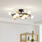 Lucande LED stropna svetilka Pallo, 9-svetlobna, črna/zlata, steklo - Dnevna soba/jedilnica - Sodobni - črna, zlata, bela - Kovina