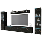Livetastic Dnevni Regal Vera, Črna Marmorirana, 4-Delno, Led