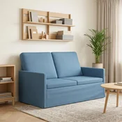 Vidaxl Dvosedenjski kavč Modra 130 x 81 x 82 cm Žametna tkanina