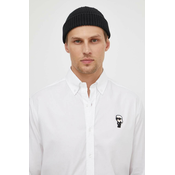 Košulja Karl Lagerfeld za muškarce, boja: bijela, regular, s button-down ovratnikom