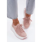 Boto usnjeni semiš športni copati s platformo roza