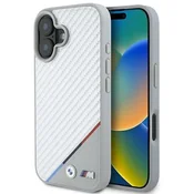 slomart Etui BMW M Carbon Tricolor Line MagSafe za iPhone 16 - sivo