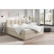 Livetastic POSTELJA Z VZMETNICO 180 cm x 220 cm , leseni material, les, tekstil krem barve