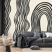 Samolepilna tapeta moderne črno-bele valovite linije - 294x198