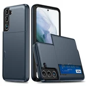 GS Ovitek za Samsung Galaxy S22, drsni etui za kartice, temno moder
