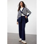 Trendyol Navy Blue Cardigan Trousers Knitwear Bottom-Top Set