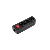 CABLETECH Mrežna uticnica 3x 230V crna s prekidacem GN-30W-2