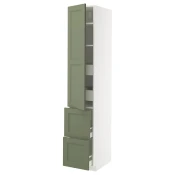 METOD / MAXIMERA Vis.el. s polic/4fiok/vrat/2front, bela/Axstad sivozelena, 40x60x220 cm