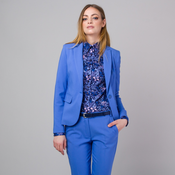 Eleganten ženski suknjič v modri barvi z gladkim vzorcem 13667