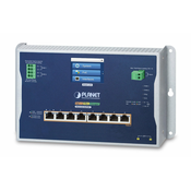 PLANET IP30, IPv6/IPv4, L2+ 8-Port Upravljano L2/L2+ Podrška za napajanje putem Etherneta (PoE) Crno, Sivo
