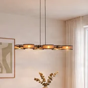 EMIBIG LIGHTING Visoka svetilka DRUMZ, rjava, dolžina 100 cm, 6-žarilna, tekstil, E14 - Dnevna soba/jedilnica - Sodobni - rjava, črna - Tkanine/tekstil