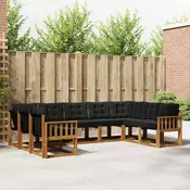 Set vanjskih sofa 9 pcs Prirodna i crna Cvrsto drvo akacije