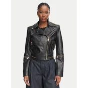 Elisabetta Franchi Usnjena jakna GD-01Z-66E2-V1490 Črna Regular Fit