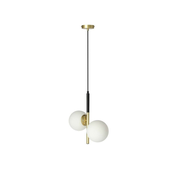 Duo Pendant Lamp Black Golden Matt 2X15W E14 White Lampshade