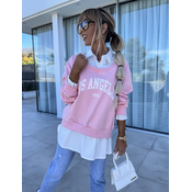 Los Angeles pulover s srajco roza - UNI