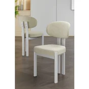 Hanah Home set trpezarijskih stolica Dore 2 kom, krem tkanina Babyface, bele metalne noge