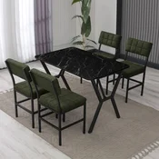Hanah Home Trpezarijski sto i stolice Dubai, Zeleno-crni