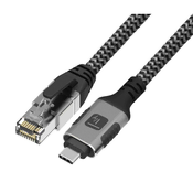 THL Techly ICOC U3C-RJ45-030 networking cable Silver, Black 3 m Cat6 F/UTP (FTP)