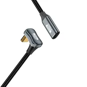INF U-oblika USB-C kabel (ženski–moški), 10Gbps, PD 100W, 4K@60Hz, siva 0,5 m, (5000276508)