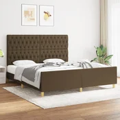Greatstore Posteljni okvir z vzglavjem temno rjav 180x200 cm blago