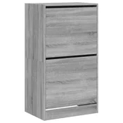 Vidaxl Omarica za čevlje z 2 predaloma siva sonoma 60x42x108 cm