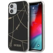 Guess Ovitek za iPhone 12 mini Guess Gold Chain Collection črn