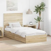 Krevet s od storage Sonoma hrast 100 x 200 cm Konstruirano drvo