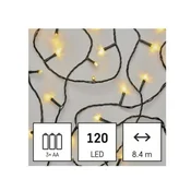 LED božična veriga, 8,4 m, 3x AA, zunanja in notranja, topla bela, časovnik