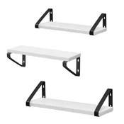 Songmics Komplet 3 stenskih polic 12x30x11 cm 12x35x11 cm 12x40x11 cm bela