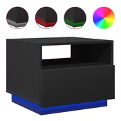 MAISON CHIC Klubska mizica - kavna mizica - Nizka mizica z LED lučkami črna 50x49x40 cm, (21752226)