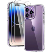 Ovitek TAURI 3 v 1 za iPhone 14 Pro prozoren
