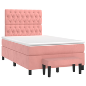 vidaXL vidaXL Box spring postelja z vzmetnico roza 120x190 cm žamet, (21128038)