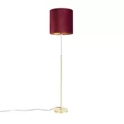 Stoječa svetilka zlata/bronasta z rdečim žametnim odtenkom 40/40 cm - Parte