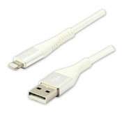 Logo Kabel USB (2.0), USB A moški - Apple Lightning moški, 1 m, certifikat MFi, 5 V/2,4 A, bel, škatla, najlonski oplet, aluminij