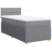 Vidaxl Box spring postelja z vzmetnico svetlo siva 90x190 cm blago