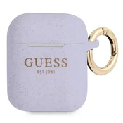 Guess Etui Guess Silicone Glitter za AirPods 1/2 - vijolično