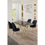 Hanah Home Set Trpezarijski sto i 4 stolice, Teget-crni