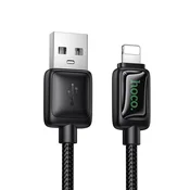 Hoco USB-A–Lightning kabel Hoco 2,4 A, 1,2 m, z LCD-zaslonom U146, črn
