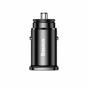 BASEUS Square PPS smart avtomobilski adapter USB Quick Charge 4.0/USB-C 3.0, črna