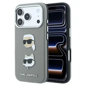 Karl Lagerfeld PU Semi Wrap Saffiano K&CH Heads zadnji ovitek za iPhone 18 Pro siv