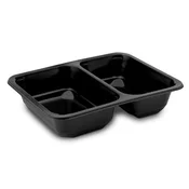 Posoda za meni (PP) 2-delna črna 227 x 178 x 50 mm 1260 ml [50 kos]