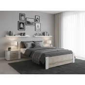 Ljubki dom Postelja IKAROS 90 x 200 cm bela/hrast sonoma Posteljno dno: Lamelno posteljno dno, Vzmetnica: Vzmetnica Deluxe 10 cm
