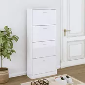 Vidaxl vidaXL Omarica za čevlje visok sijaj bela 63x24x147 cm