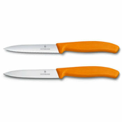 Nož za zelenjavo Victorinox 6.7796.L9B, set 2 nožev, ravno in valovito rezilo, 10 cm, oranžen