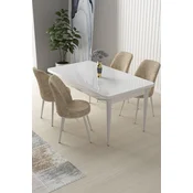 Hanah Home Set Trpezarijski sto i 4 stolice Nil, Krem-beli