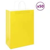 vidaXL vidaXL Papirnate vrečke 50 kosov z ročaji rumena 32x17x44 cm, (5000160809)