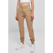 Womens high-waisted cargo trousers unionbeige