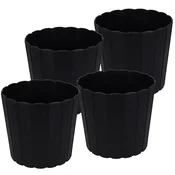 shumee Plastični cvetlični lonček za rože in zelišča na balkonu ali terasi, antraciten, 24 cm, 4 kosi.