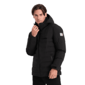 OMBRE Moška zimska jakna s snemljivo kapuco V3 OM-JAHP-0150 črna MDN124214 L